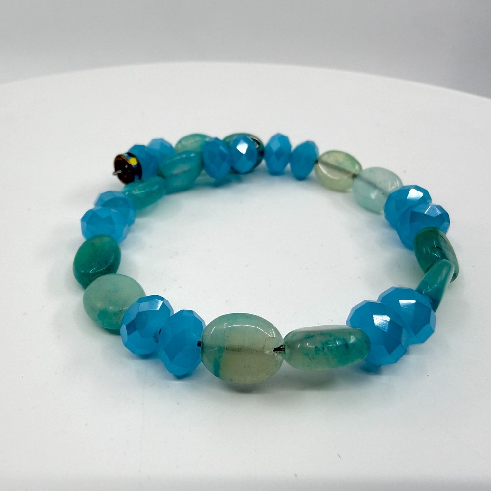 Blue Gemstone Wrap Bracelet - Stackable Boho Jewelry for Festivals